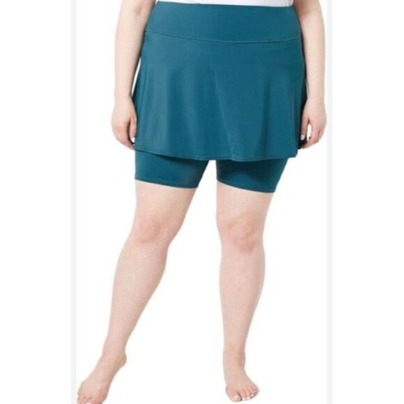 zuda Swim Skirted Bermuda Skort Dark Teal Large A473542 - Picture 1 of 3